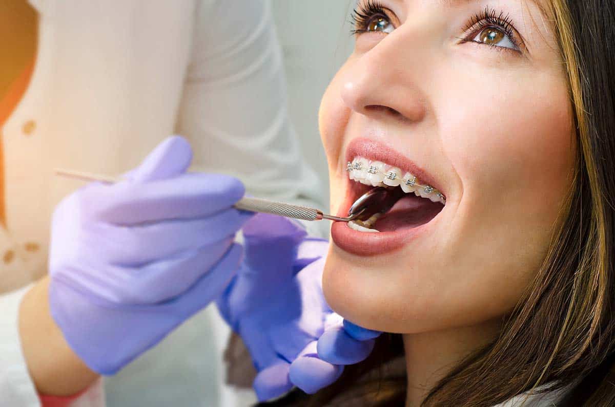 woman getting braces