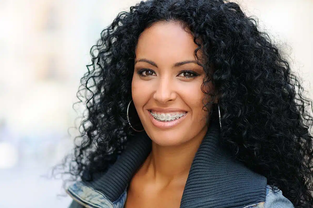 confident woman with Braces