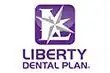 The logo for Liberty Dental Plan displays a stylized "L" and starburst on a purple background, with "Liberty Dental Plan" beneath it, symbolizing comprehensive coverage such as Orthodontic Insurance Plans available through Elara Orthodontics in Richmond or Houston, TX.
