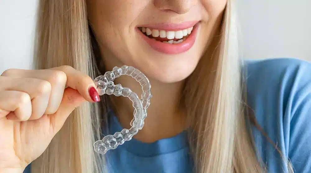 invisalign-program Woman with Braces