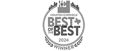Featuring the Houston Chronicle Best of the Best 2024 Winner badge with a city skyline and Texas outline, Elara Orthodontics stands out in Richmond or Houston, TX.