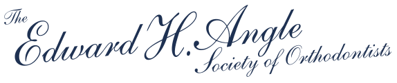 Logo with cursive text reading "The Edward H. Angle Society of Orthodontists," representing Elara Orthodontics in Richmond or Houston, TX.