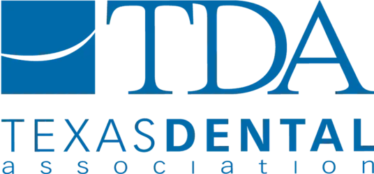Logo for Elara Orthodontics in Richmond or Houston, TX, showing "TDA" above "Texas Dental Association" in blue text.